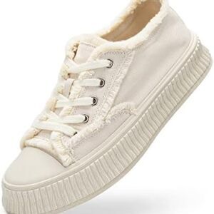 Fitville Marca Ivory Canvas Raw Edge Sneakers Sz 9